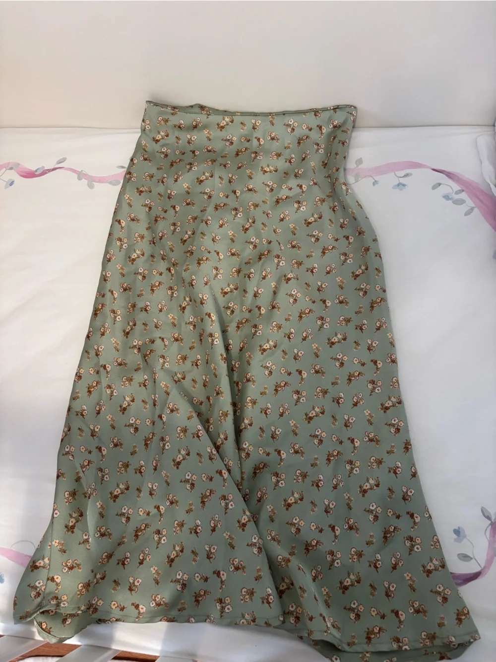 Altar’d State Floral Sage Green Midi Skirt